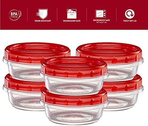 Elegant Disposables (8 Ounce 10 Pack) Twist cap Deli Containers Clear Bottom With Red Top Screw on Lids Twist Top Food Storage Freezer Containers