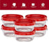 Elegant Disposables (8 Ounce 10 Pack) Twist cap Deli Containers Clear Bottom With Red Top Screw on Lids Twist Top Food Storage Freezer Containers