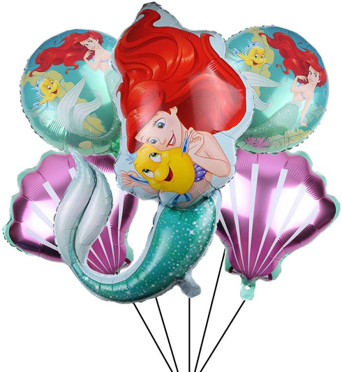 5PCS Mermaid Foil Balloons Balloons Mermaid Shell Balloons Helium Mylar Foil Balloon for Mermaid Under The Sea Birthday Party Baby Shower Decorations