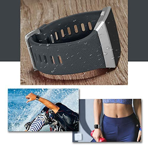 SKYLET Compatible with Fitbit Ionic Bands for Men Women, 3 Pack Soft Sport Replacement Wristbands Compatible with Fitbit Ionic Smart Watch with Buckle(Black, Slate, Gray Small)