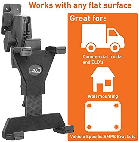 iBOLT TabDock Bizmount AMPs - Heavy Duty Drill Base Mount for All 7" - 10" Tablets ( iPad , Samsung Tab) Great for Commercial Vehicles, Trucks, and Wall Mounting- Features 1 inch / 25mm Ball Joint