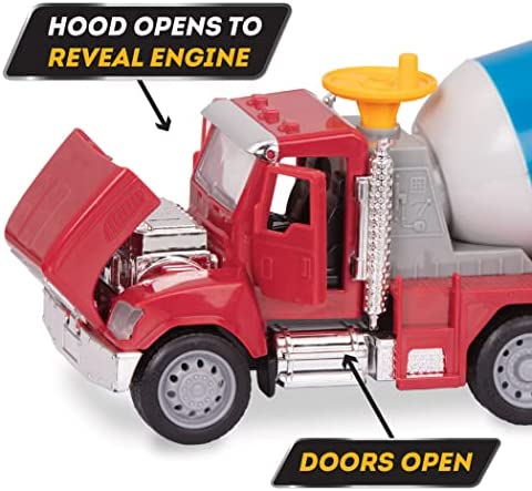 DRIVEN by Battat – Micro Cement Truck – Toy Cement Truck with Light and Sound Effects for Kids Age 4+ (Pack of 1)