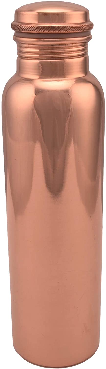 VIBRANICS's Aquatic Copper Water Bottle 34oz - Leak Proof - Ayurvedic Copper Bottle -Perfect Ayurvedic Copper Vessel for Sports, Fitness, Yoga - Natural Health Benefits - Plain - Made in India