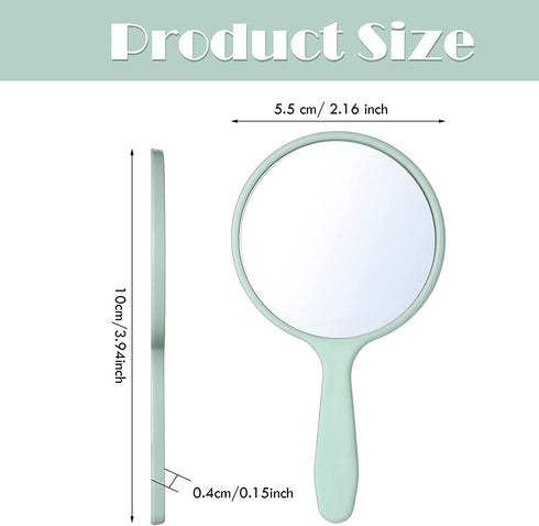 25 Pieces Handheld Hand Mirror Small Mirror Compact Portable Round Mirror Travel Makeup Mirror for Women Girls Travel Camping Daily Use (White, Pink, Black, Blue, Green)