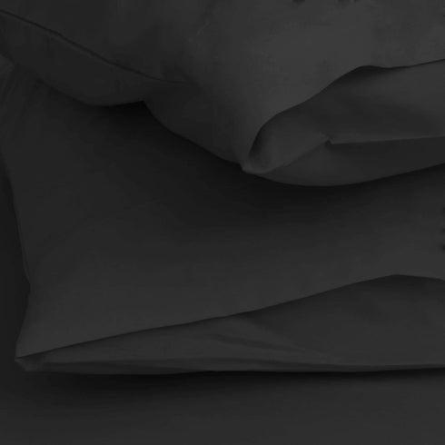 Setaluna Soft and Silky 5 Piece Bed Sheet Set Easy Fit 12" to 18" Deep Pocket Fitted Sheet, Flat Sheet, Pillow Cases, Breathable & Cooling Comfy Sheets, Split King Size, Black