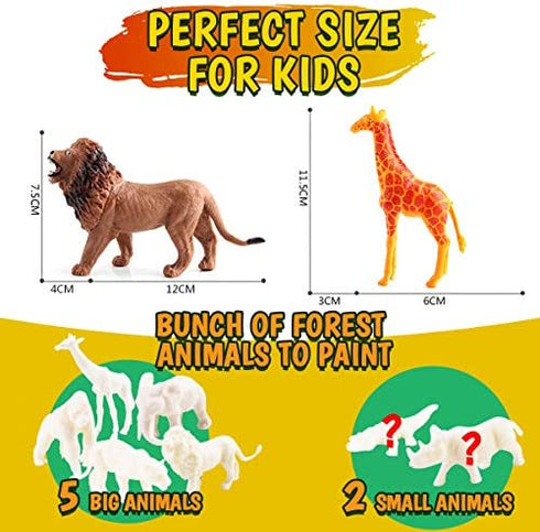 FUNZBO Kids Crafts and Arts Set Painting Kit - Animal Toys Art and Craft Supplies Party Favors for Boys Girls Age 4 5 6 7 Years Old Kid Creativity DIY Gift Easter Paint Your Own Forest Animals Set