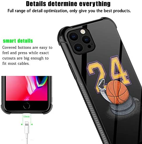 ZHEGAILIAN iPhone 12 Pro Max Case,Mamba Basketball 24 iPhone 12 Pro Max Cases for Men/Boys,UNBreak Reinforced Corners Back Cover Soft TPU Bumper Frame Full Body Case Designed for iPhone 12 Pro Max