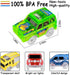 Tracks Cars Replacement Only, Light Up Magic Cars for Tracks Compatible with Glow in The Dark Toy Cars with 5 LED Flashing Lights for Most Race Tracks Only Toy Cars Track Car Accessories (4 Pack)