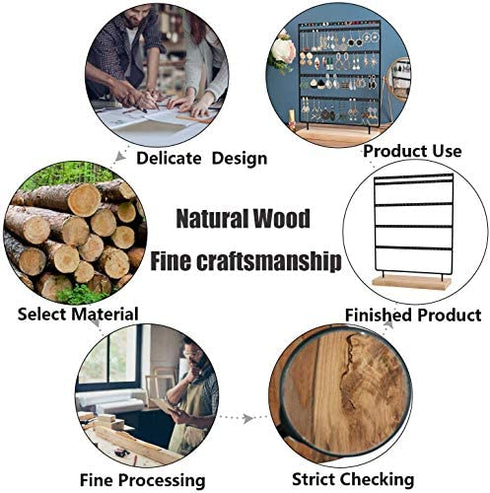 JAZUIHA Earrings Organizer 5-Layer 100 Holes Ear Stud Holder Earring Display Stand Wooden Base Jewelry Organizer for Hanging earrings (black)