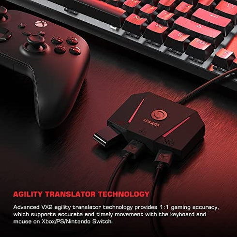 Leadjoy VX2 AimBox Game Console Keyboard and Mouse Adapter Wired Connection Converter Compatible with Nintendo Switch/Xbox Series X, Xbox One, PS4, PS5, with 3.5mm Audio