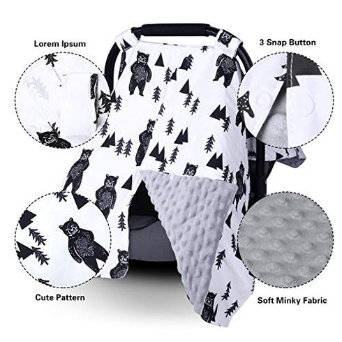 Car Seat Covers for Babies, Breathable Infant Car Seat Cover Baby Car Seat Cover Carseat Canopy with Peekaboo Opening, Newborn Universal Fit Car Seat Cover Baby Essentials for 4 Seasons