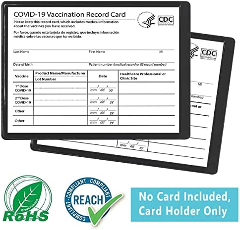 5 Pack CDC Vaccination Card Holder Immunization Record Vaccine Card Protector 3x4 Sleeve Covid Shot Card Protector Cover Clear Vinyl Plastic Sleeve (Black)