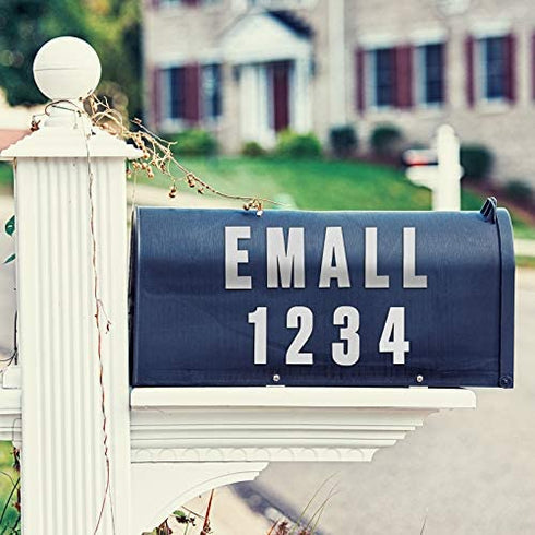 Reflective Capital Letters and Numbers Sticker Decal, Self Adhesive Mailbox Address Letters and Numbers 0-9, Waterproof and Fadeless for Bin, Window, Signs, Door, Cars (104 Pieces,2 Inch)