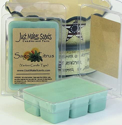 2 Pack - Sage & Citrus Scented Soy Wax Melts | Long Lasting Fragrance Cubes | Hand Poured in The USA by Just Makes Scents Candles & Gifts