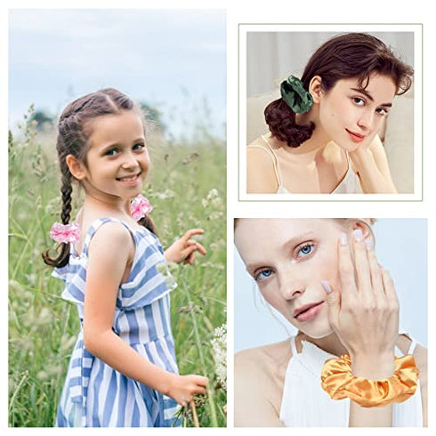 12 Pcs Hair Scrunchies Stain Hair Scrunchies Silk Scrunchies Elastic Hair Ties Ropes Scrunchie for Women or Girls Hair Accessories for Christmas New Year