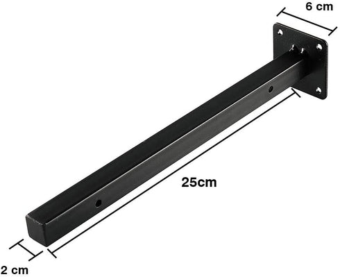 Floating Shelf Brackets 10 Inch, Heavy Duty Black Floating Shelving Bracket, Wall Mounted Decorative Industrial Metal Brackets for Shelves, Set of 4