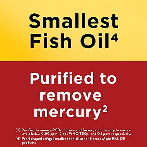 Nature Made Omega 3 Fish Oil Pearls 550 mg per serving, Small Size Fish Oil Supplements as Ethyl Esters, Omega 3 Supplement for Healthy Heart Support, 300 Softgels, 100 Day Supply