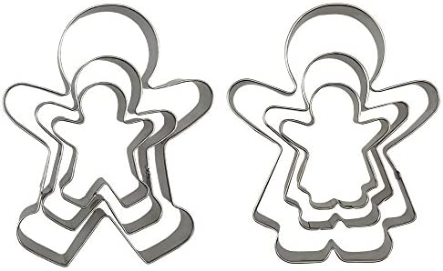 Funny Gingerbread Man Cookie Cutters, Boy and Girl Cookie Cutter Set Molds, 6 Piece