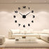 Frameless 3D DIY Wall Clock Mirror Surface Decorative Clock Large Mute Wall Stickers for Living Room Bedroom Home Decorations (Black)