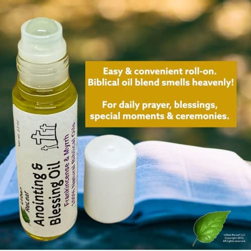 Urban ReLeaf Anointing and Blessing Oil Roll-On ! Smells Great! Frankincense, Myrrh, Holy Bible Oils, Olive, Grapeseed. Blessed, Comfort, Honor, Consecration, USA Made.