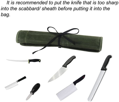 JOINDO Heavy Duty Waxed Canvas Knife Bag, Professional Chef Knife Roll Bags with 6 Slots, Knives Pouch