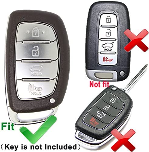 Alegender 4 Buttons Red Leather Smart Key Fob Cover Case Remote Bag Protector Fit for 2016 2017 2018 2019 Hyundai 2020 2021 Tucson Elantra Sonata (NOT FIT Flip/Pop Out/Folding Key)