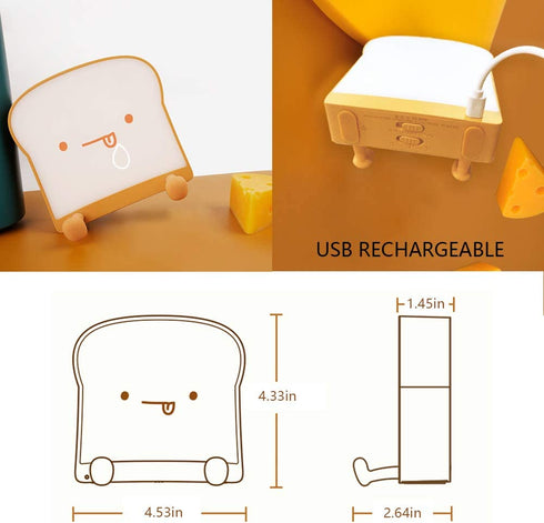 QANYI Cute Night Light Toast Bread LED Night lamp with Rechargeable and Timer, Portable Bedroom Bedside Bed lamp Birthday Gifts Ideas for Tween Teenage Teenager Teen Girls Boys Women