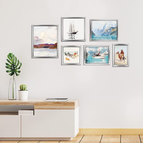 LaVie Home 4x6 Picture Frames (6 Pack, Silver) Simple Designed Photo Frame with High Definition Glass for Wall Mount & Table Top Display, Set of 6 Classic Collection