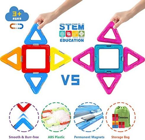 Upgraded Magnetic Blocks Tough Building Tiles STEM Toys for 3+ Year Old Boys and Girls Learning by Playing Games for Toddlers Kids Toys Compatible with Major Brands Building Blocks - STARTER SET