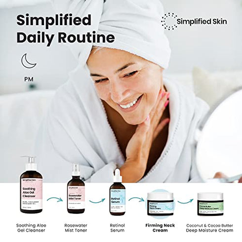 Simplified Skin Neck Tightening Cream for Sagging, Anti-Aging Chest & Decollete Moisturizer for Turkey Neck, Double Chin & Erase Crepe with Glycolic Acid & Vitamin C 1.7 oz.