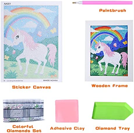 ZALIAFEI Diamond Painting for Kids with Frames, Mosaic Gem Sticker Art Projects Kits, Holiday Crafts Supplies Gifts for Girls Boys Ages 6 7 8 9 10 11 12