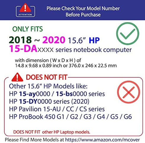 mCover Case Compatible for 2018 ~ 2020 15.6" HP 15-DA Series Notebook PC (15-DA0000 to 15-DA9999) ONLY (NOT Fitting Any Other HP laptops) - Purple