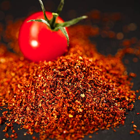 The Spice Lab Dried Tomato Powder - Granulated Sweet Dehydrated Dried Tomato Flakes - 4 Ounces - Cooks Secret - Makes Excellent Tomato Powder for Cooking or Pizza Seasoning