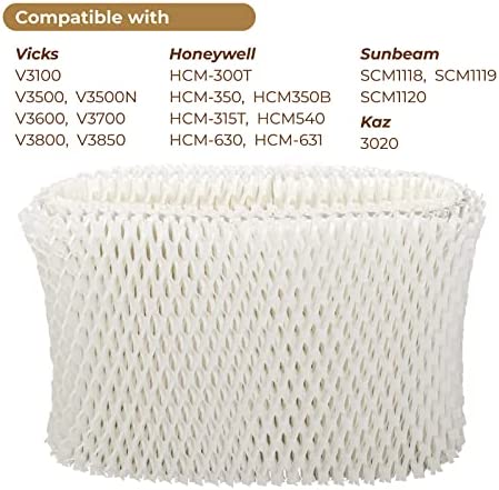 Ximoon Humidifier Filter Replacements for Vicks & Kaz WF2, Fit Vicks V3500N, V3100, V3900 Series, V3700, Sunbeam 1118, 1119 & 1120Series-2 Pack