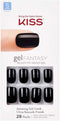 KISS Gel Fantasy Ready-to-Wear Press-On Gel Nails, “Aim High”, Short, Black, Nail Kit with 24 Mega Adhesive Tabs, Pink Gel Glue, Manicure Stick, Mini File, and 28 Fake Nails