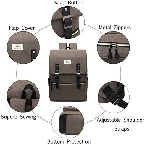 Ronyes Backpack Bookbag for Women and Men Laptop Backpack College School Bag with USB Charging Port Fits up to 15.6 Inch Laptop