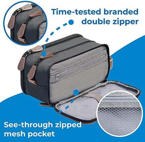 Travel Toiletry Bag - Dopp Kit for Men - Cosmetic Toiletry Bag for Men | Large Portable Bathroom Accessories Kit| Toiletry Kit | Hygiene Shaving bag | Mens Toiletry Travel Bag | Toiletries Bag for Men