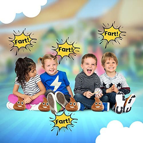 Poop Emoji FARTING Plush Toy - Makes 7 Funny Fart Sounds – Squeeze Fart Buddy to Hear Him Fart - Fun Dog Toy - Fart Toy for Boys & Girls - Gag Gifts for Kids - Measures a Super Cute 4 x 4.5