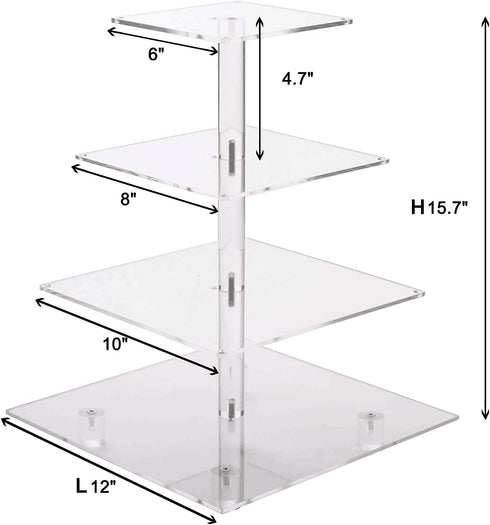 Weddingwish Pastry Stand 4 Tier Acrylic Cupcake Display Stand Cake Stand Dessert Stand Cupcake holder Pastry serving platter Candy Bar Party Décor Wedding Birthday Holidays?Christmas?Yellow Light?