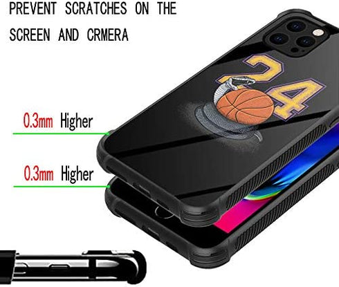 ZHEGAILIAN iPhone 12 Pro Max Case,Mamba Basketball 24 iPhone 12 Pro Max Cases for Men/Boys,UNBreak Reinforced Corners Back Cover Soft TPU Bumper Frame Full Body Case Designed for iPhone 12 Pro Max
