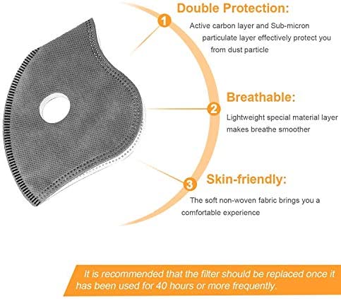 AstroAI Dust Mask Reusable Face Mask 2 Pack with Active Carbon Filters for Woodworking Construction Sanding Gardening Sawing,Grinding
