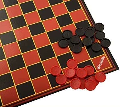 Kangaroo - Checkers Board Game - Multiplayers Mind Blowing Strategy Board Games - Portable Educational Travel Paper Checkers - Includes Large Board w/ 24 Checkers (12 Red and 12- Black) 15x15 Inches