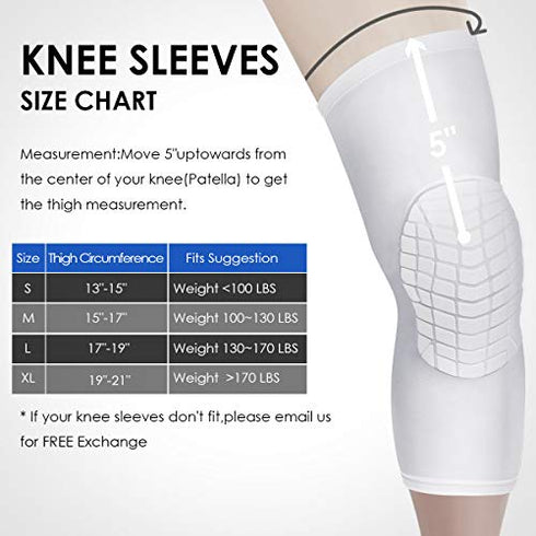 uunumi Basketball Knee Pads for Youth Adult,Crashproof Long Leg Knee Sleeve Brace Volleyball Football Cycling Wrestling Protector Gear for Kids Girls Boys Women Men (White, Small)