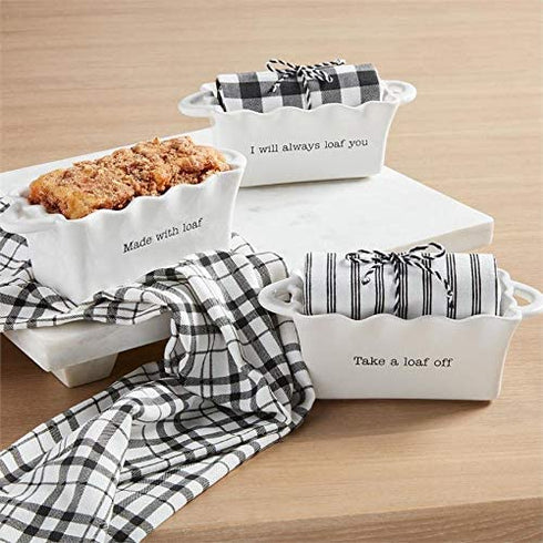 Mud Pie Made Circa Mini LOAF W Towel, Baker 2 1/2" x 7" x 3" 26" x 18"