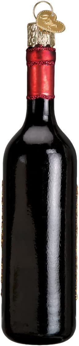 Old World Christmas Glass Blown Ornament Red Wine Bottle (32291)