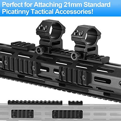 FANGOSS Picatinny Rail Section, 4 Pack 3 5 7 13 Slots Aluminum Picatinny Rails Mount Set, with 9 T-Nuts, 9 Screws, 3 Hex Wrench