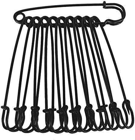 BESTCYC 10pcs Black Safety Pins Extra Large 10.1cm x 22mm Heavy Duty Stainless Steel Safety Pins for Blankets, Skirts, Kilts, Knitted Fabric ,Crafts