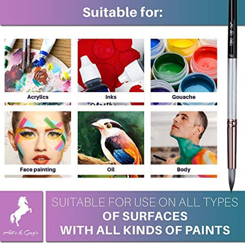 Round Watercolor Brushes Variety Set of 11 Water Color Brushes - Artist Quality for Watercolor Paints, Acrylic, Inks, Gouache, Oil and Tempera by Adi's&Guy's