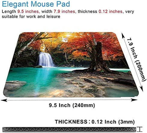 Deep Forest Waterfall Mouse Pad,Non-Slip Rubber Base Wireless Gaming MousePads for Computers Laptop Office,Cute Mouse Pads with Designs for Women