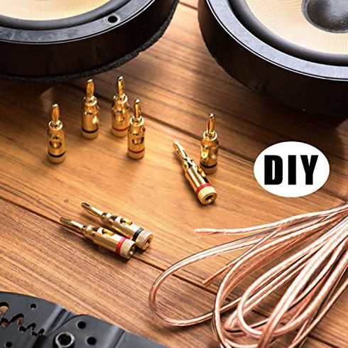 RCA Speaker Wire, Speaker Bare Cable to RCA Plug, Gold Plated RCA Connector High Level OFC Audio Cable Open End for Amplifiers Subwoofer - DIY, 2 M